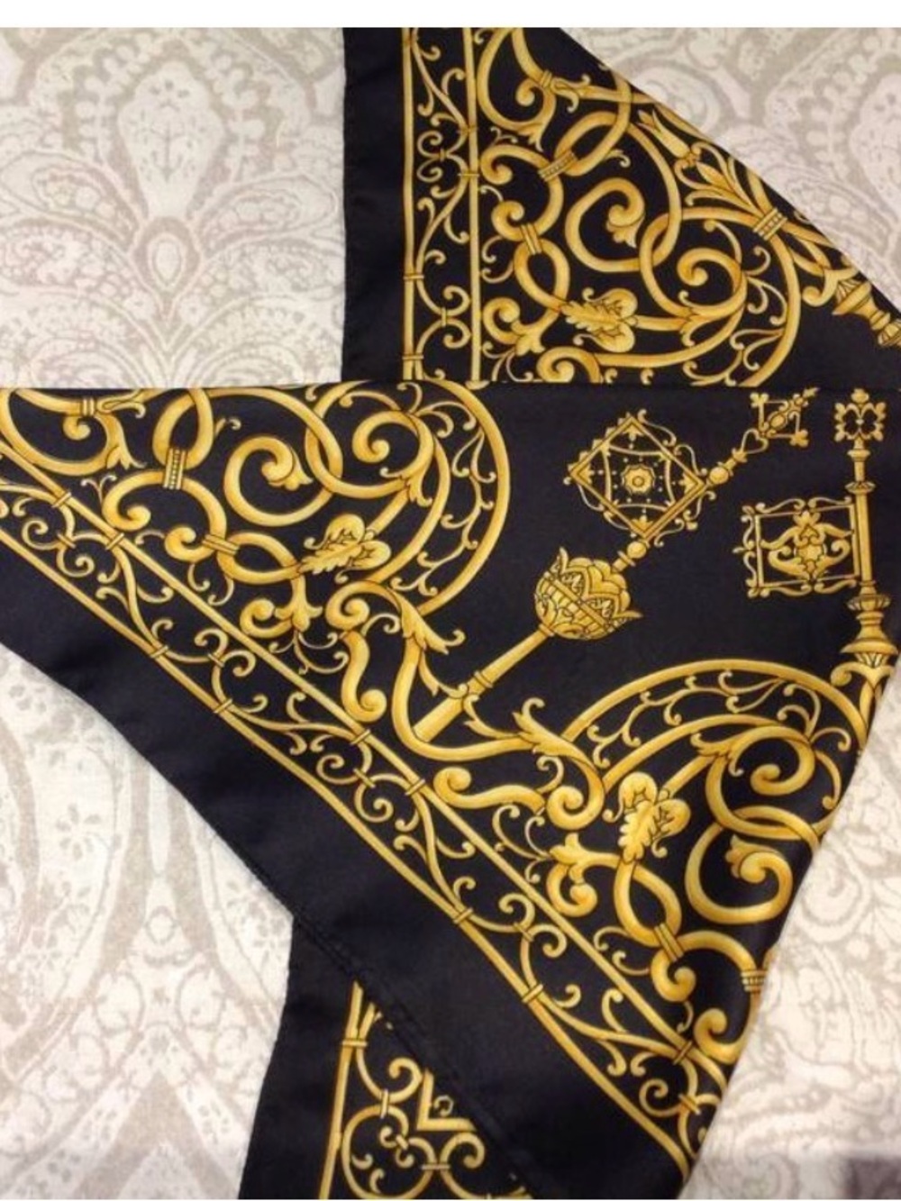 Black & Gold Baroque Print Scarf